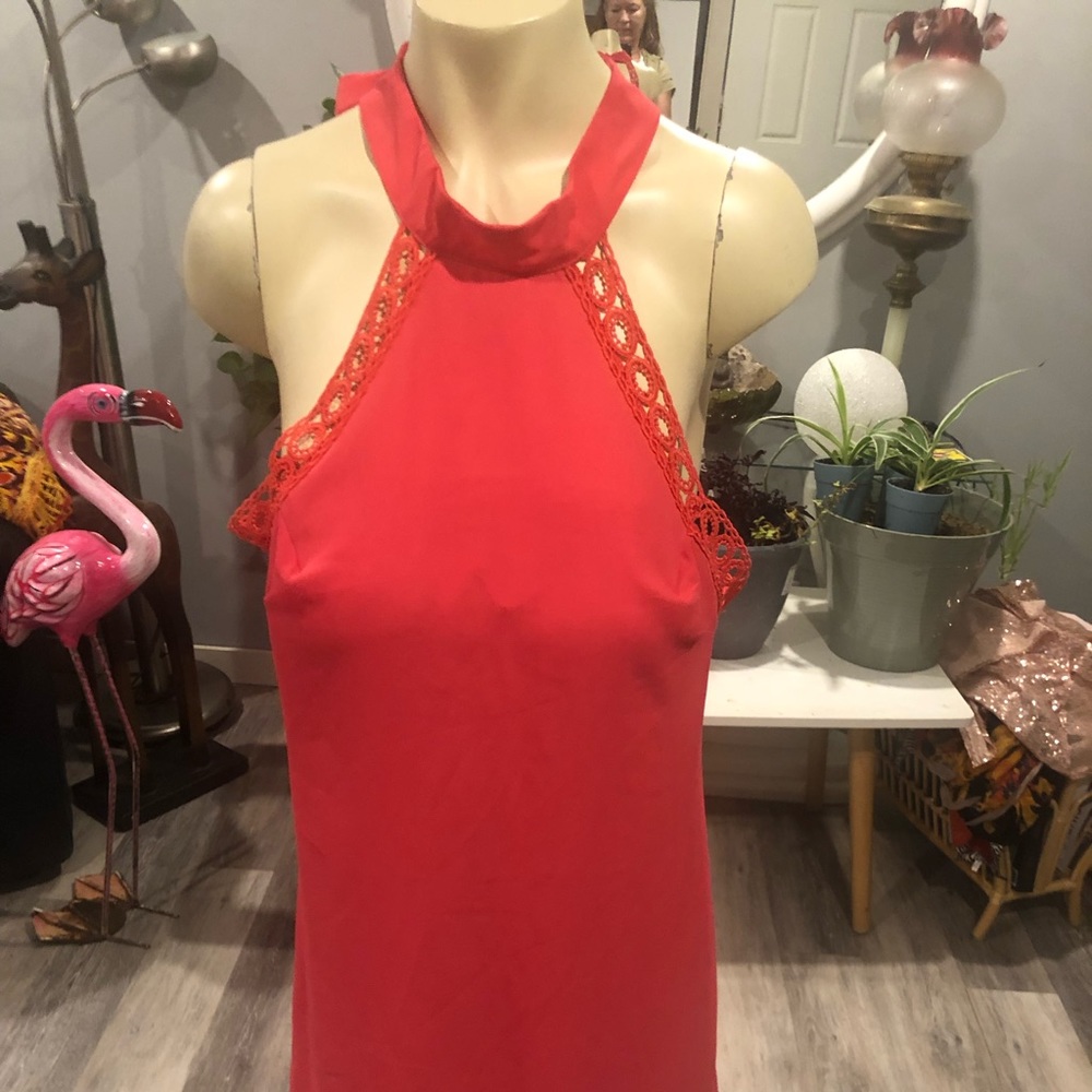 CHARLOTTE RUSSE vibrant coral dress with style.